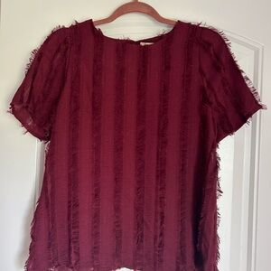 Everleigh Burgundy Fringed Blouse